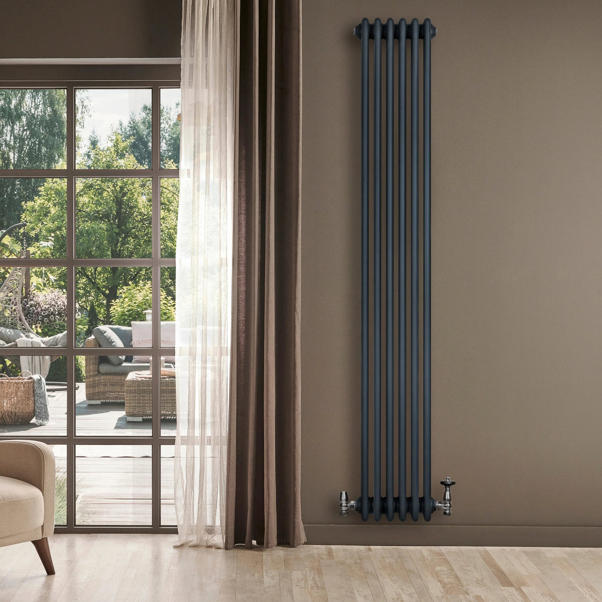 Traditional 4 Column Radiator - 1800 x 290mm - Anthracite Grey