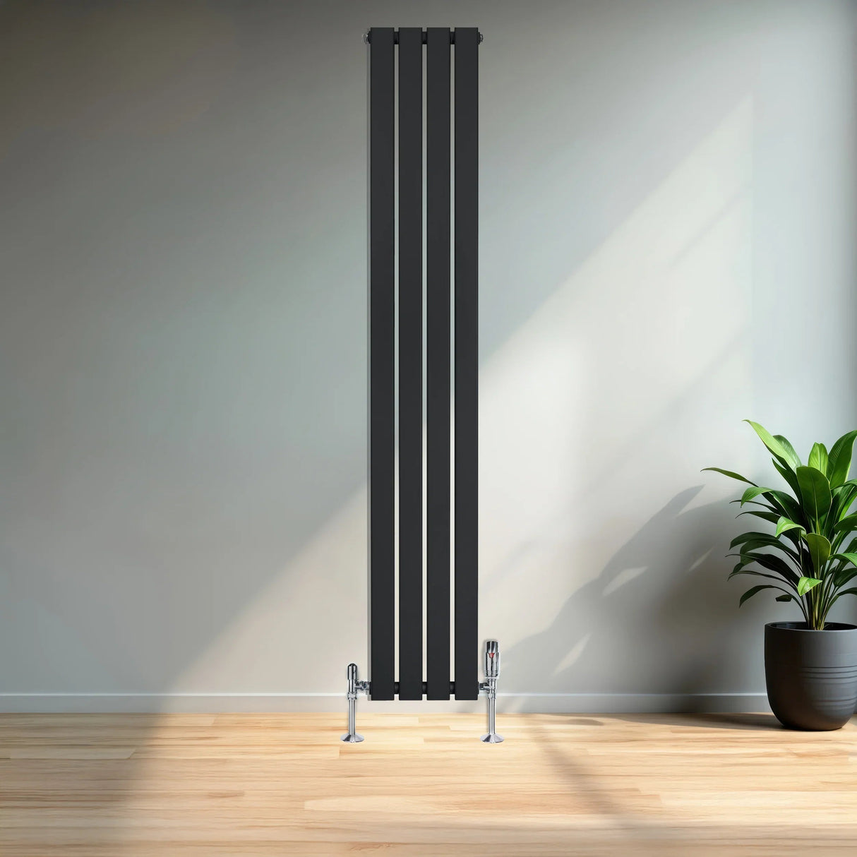 Flat Single Column Radiator - 1800 x 280mm - Black