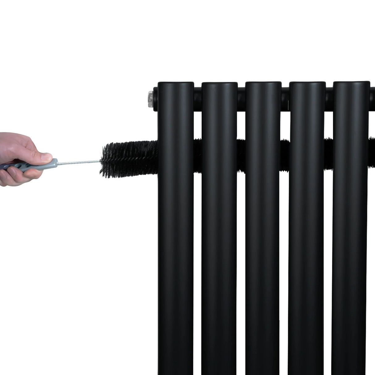 Oval Single Column Radiator - 1800 x 360mm - Black