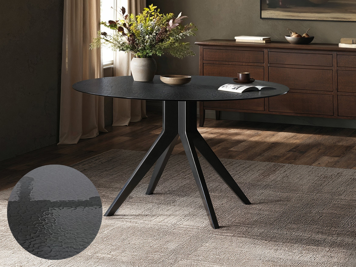 SOLACE+CO Emil Black Mottled Glass Round Dining Table