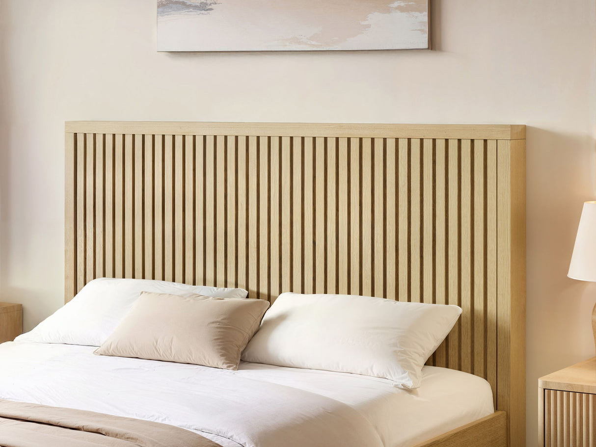 SOLACE+CO Theo Ribbed Ottoman Bed Light Wood-Double