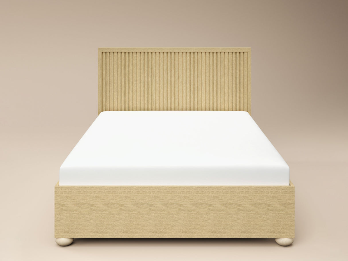 SOLACE+CO Theo Ribbed Ottoman Bed Light Wood-Kingsize