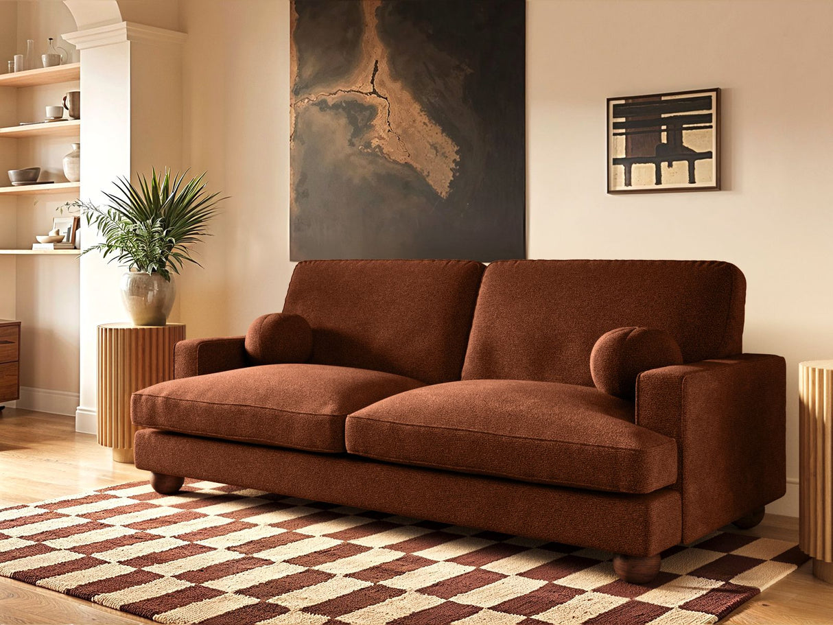 SOLACE+CO Addison 3 Seater Sofa Burnt Orange Chenille