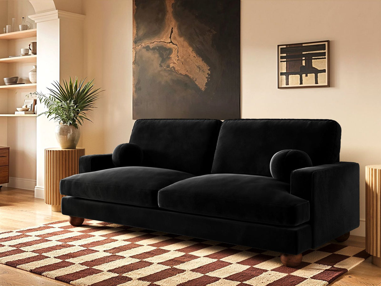 SOLACE+CO Addison 3 Sofa Black Velvet