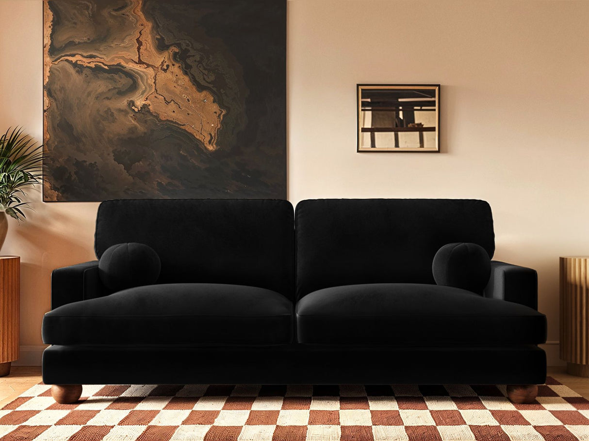 SOLACE+CO Addison 3 Sofa Black Velvet