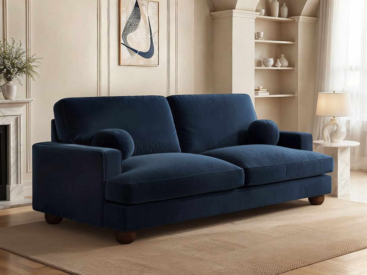 SOLACE+CO Addison 3 Seater Blue Velvet Sofa