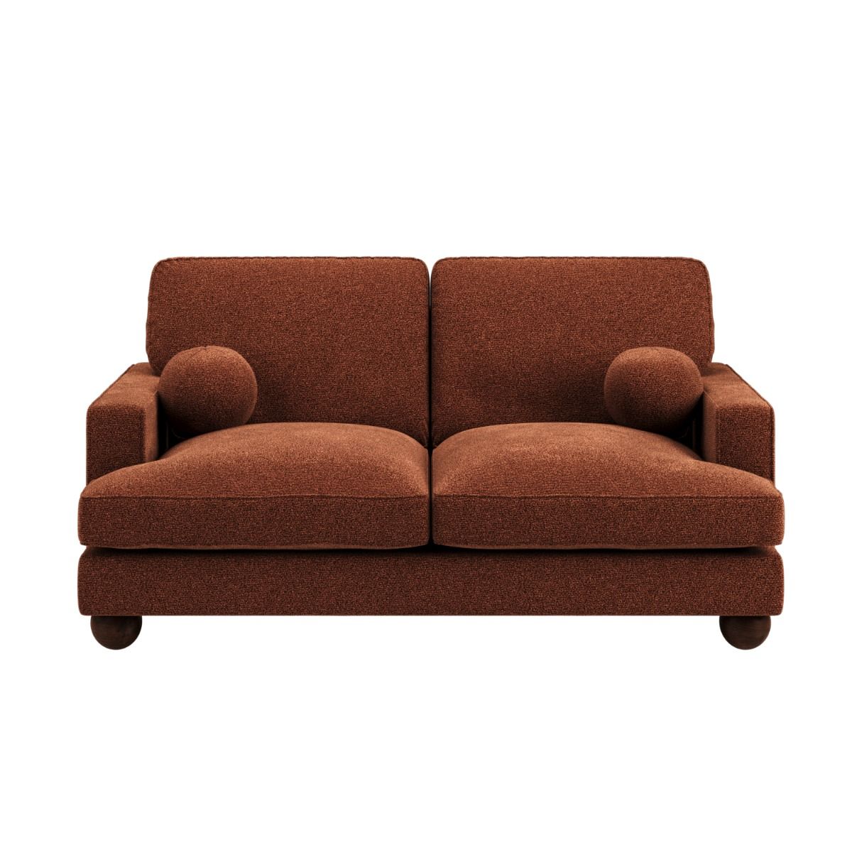 SOLACE+CO Addison 2 Seater Sofa with Caster Legs Burnt Orange Chenille