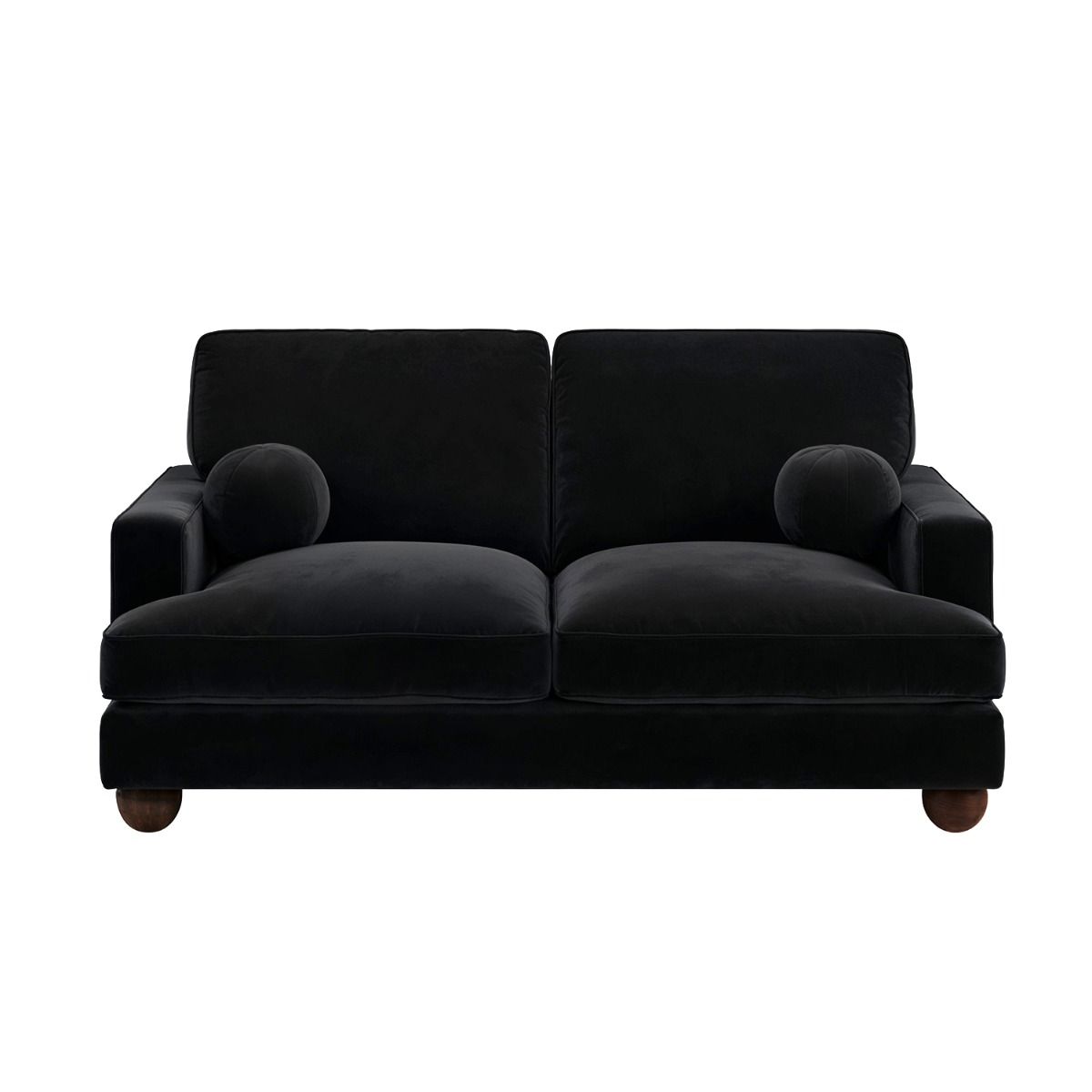 SOLACE+CO Addison 2 Seater Sofa with Caster Legs Black Velvet