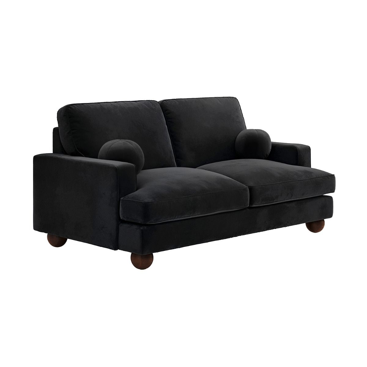 SOLACE+CO Addison 2 Seater Sofa with Caster Legs Black Velvet