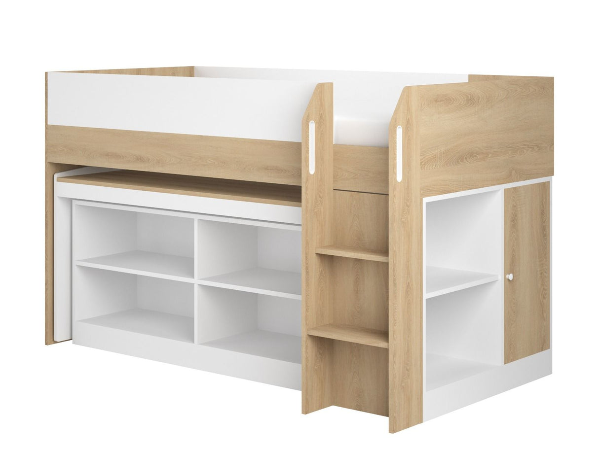Flair Aiden Kids Cabin Bed with Desk & Storage White & Oak