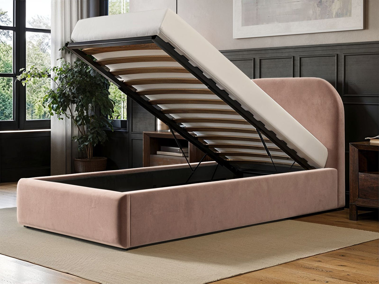 Flair Alba Single Ottoman Bed Velvet Pink