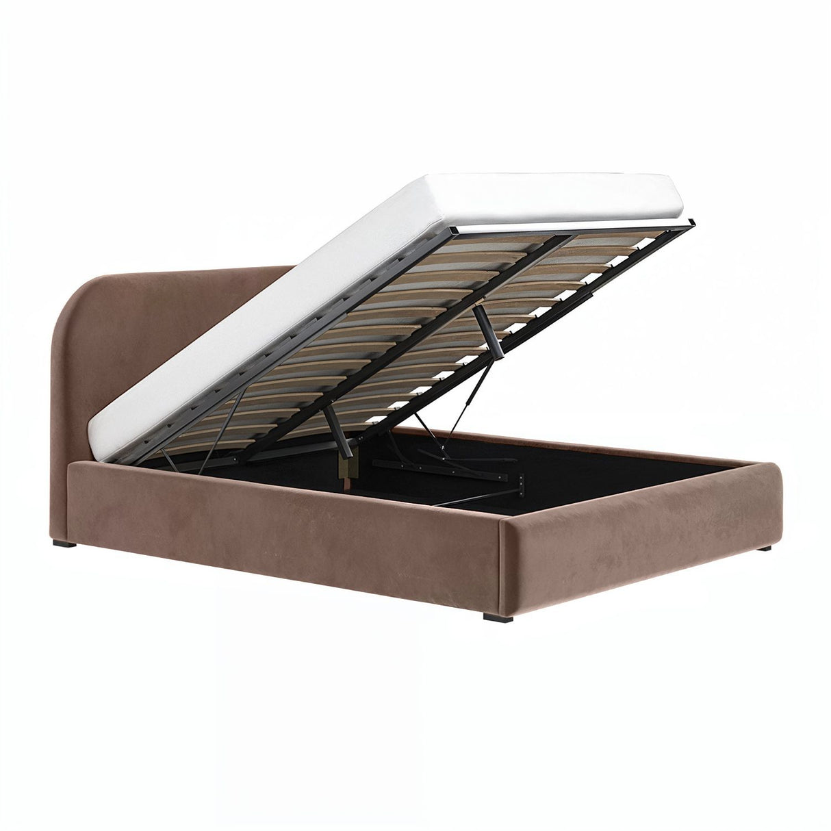 Flair Alba Chocolate Velvet Ottoman Bed -Double