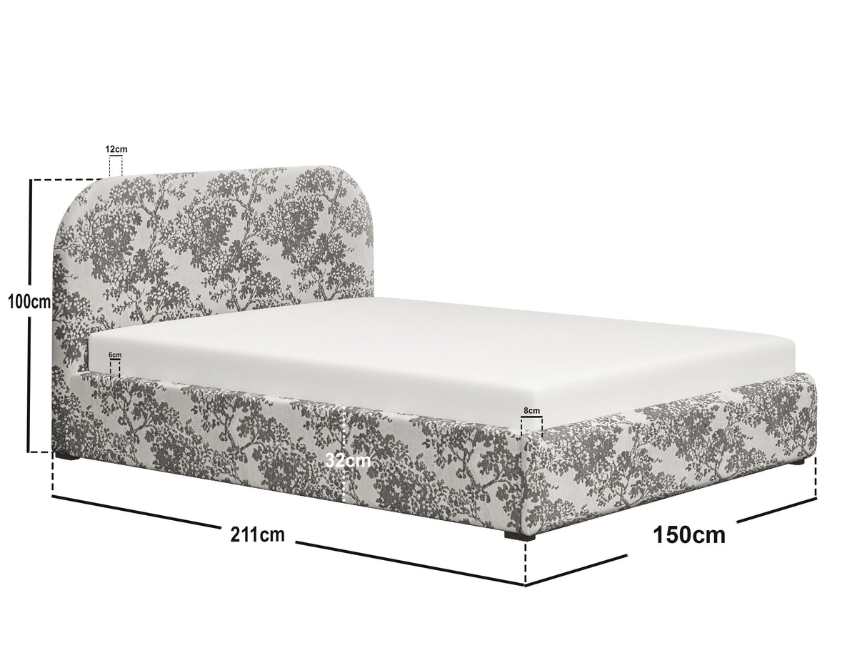 Flair Alba Tree Print Ottoman Bed Beige-Double