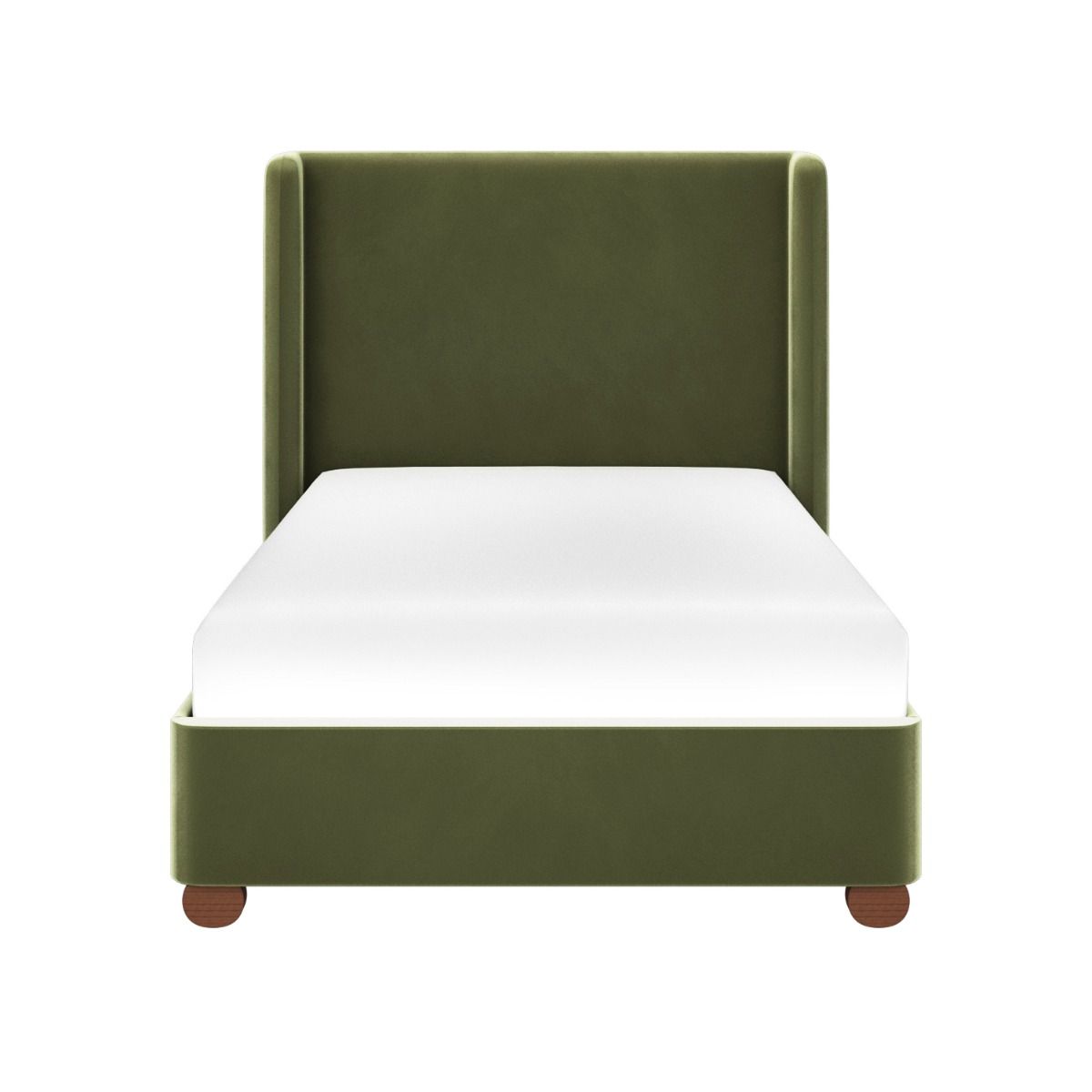 Flair Alma Single Winged Headboard Bed Olive Green Velvet