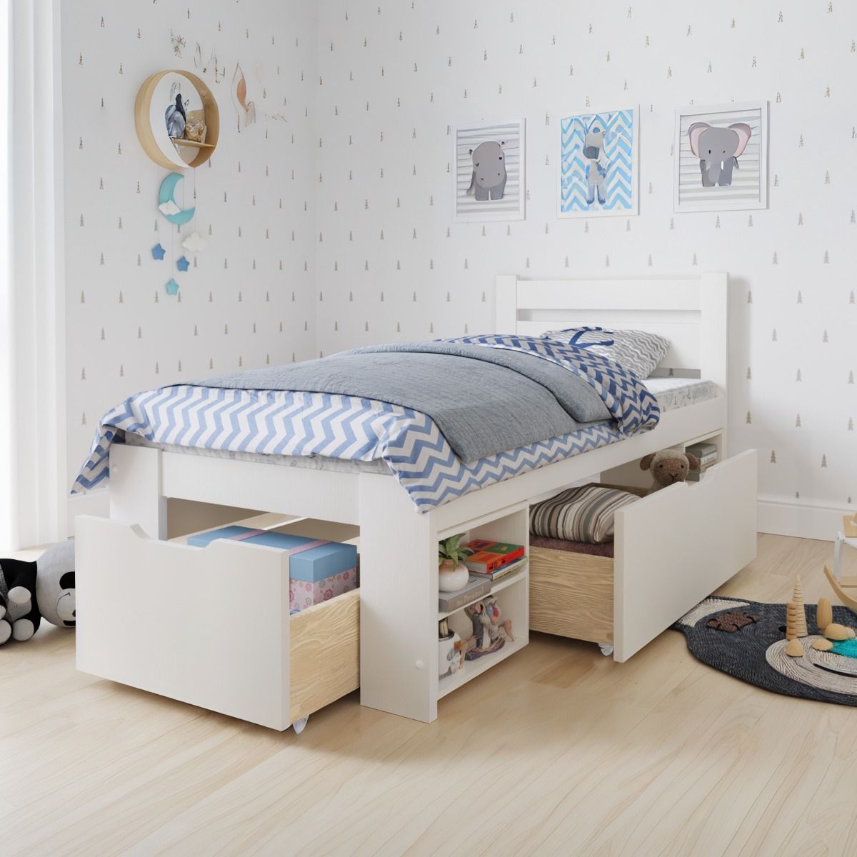 Noomi Hansa Storage Bed Frame White (FSC-Certified)