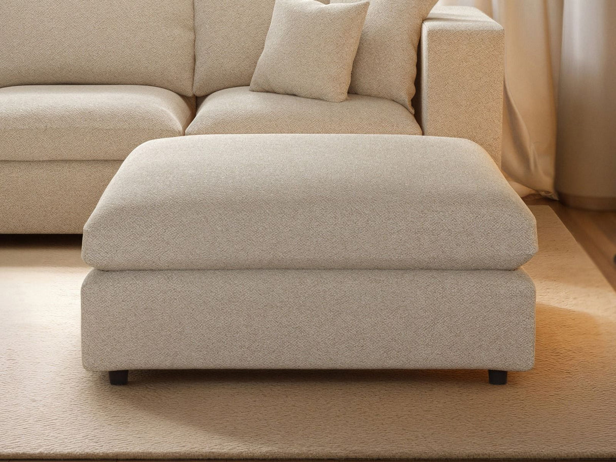 SOLACE+CO Asher 4 Seater Sofa with Reversible Footstool Beige Boucle