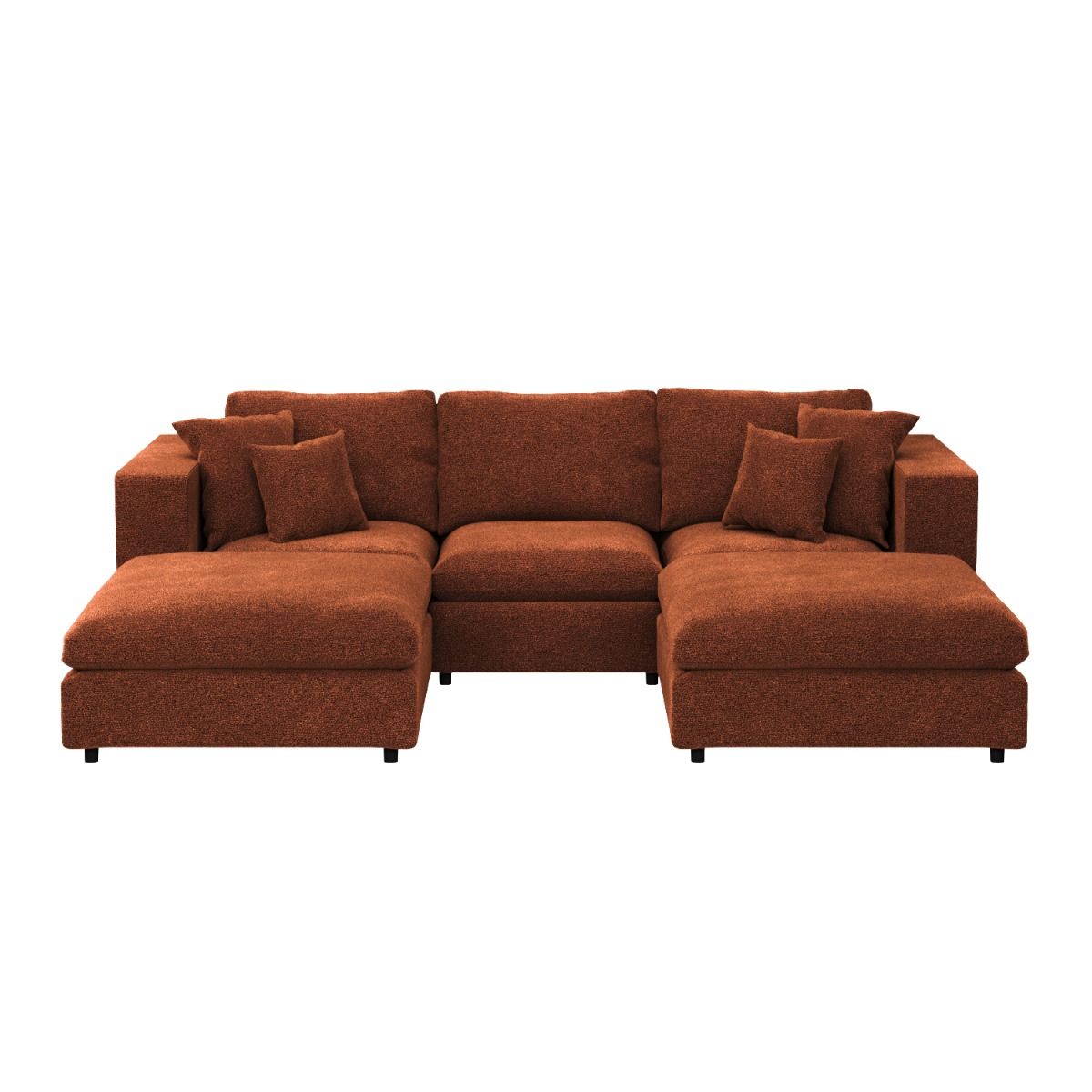 SOLACE+CO Asher U Shape Corner Sofa Bundle Burnt Orange Chenille