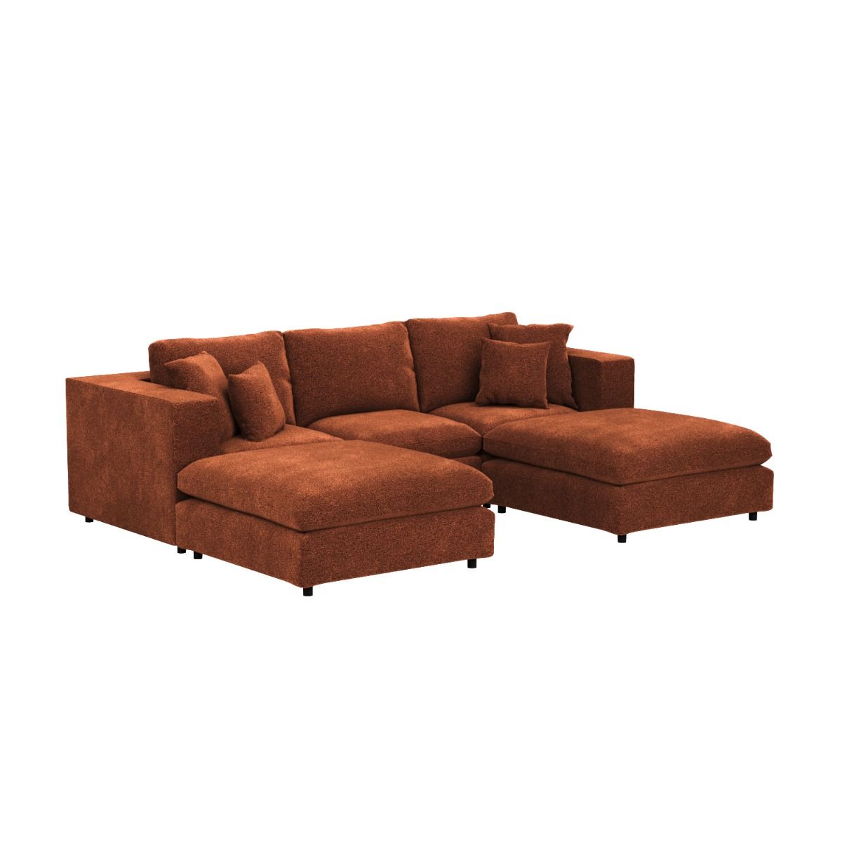 SOLACE+CO Asher Footstool Burnt Orange Chenille