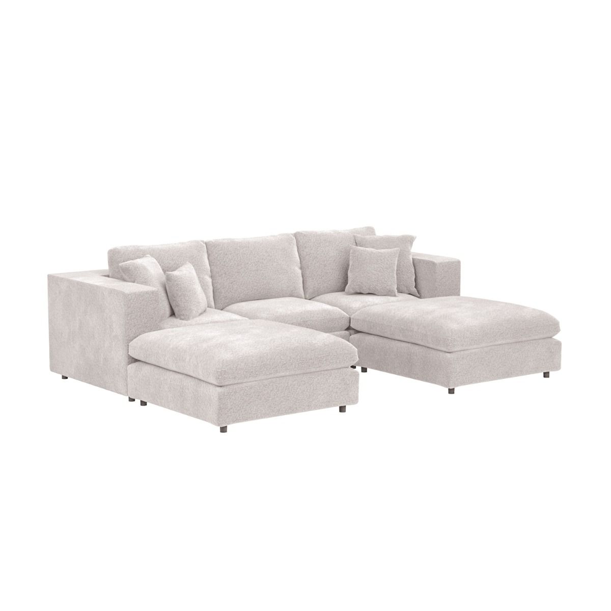 SOLACE+CO Asher Footstool Beige Boucle
