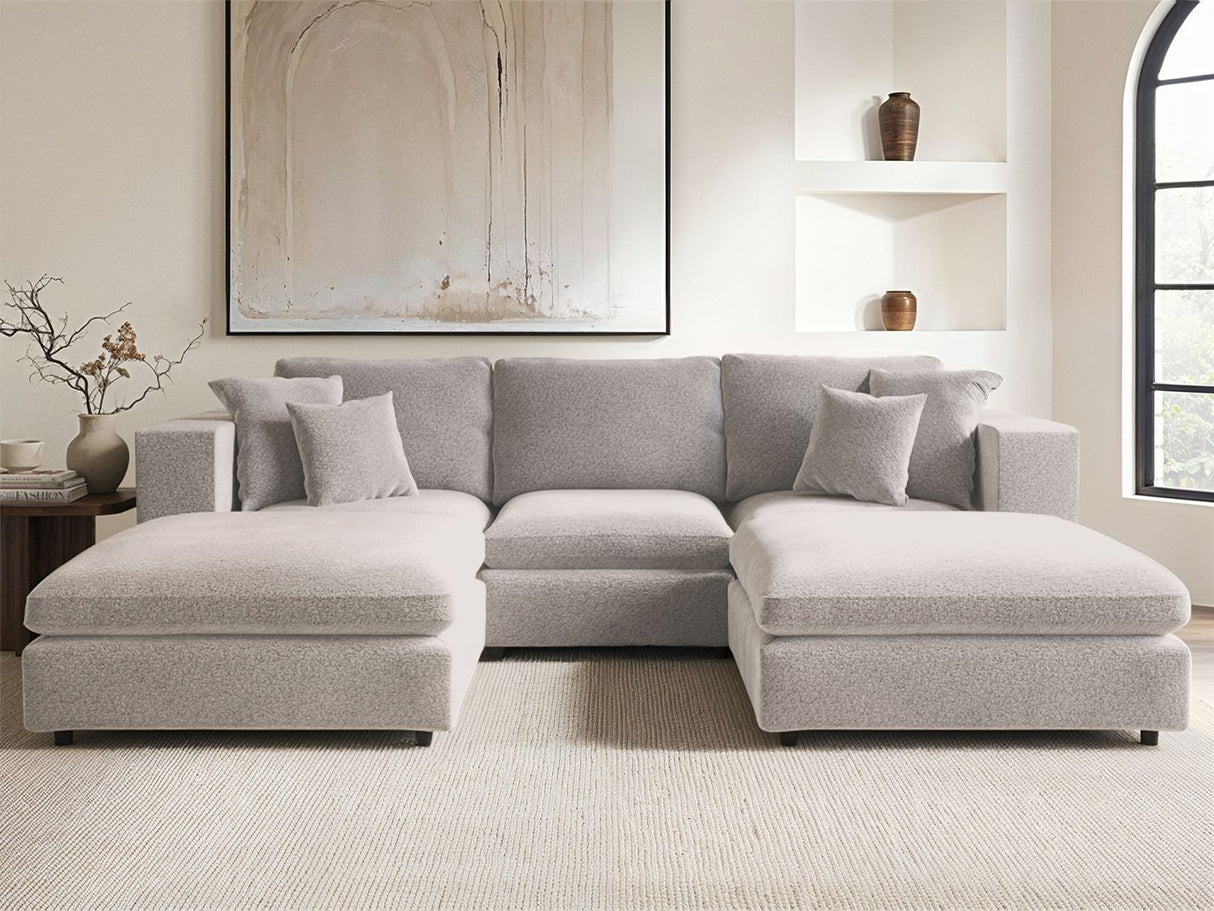 SOLACE+CO Asher Footstool Beige Boucle