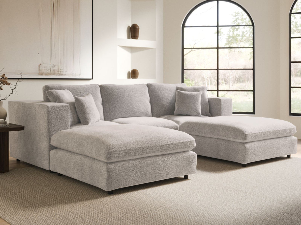 SOLACE+CO Asher Footstool Beige Boucle