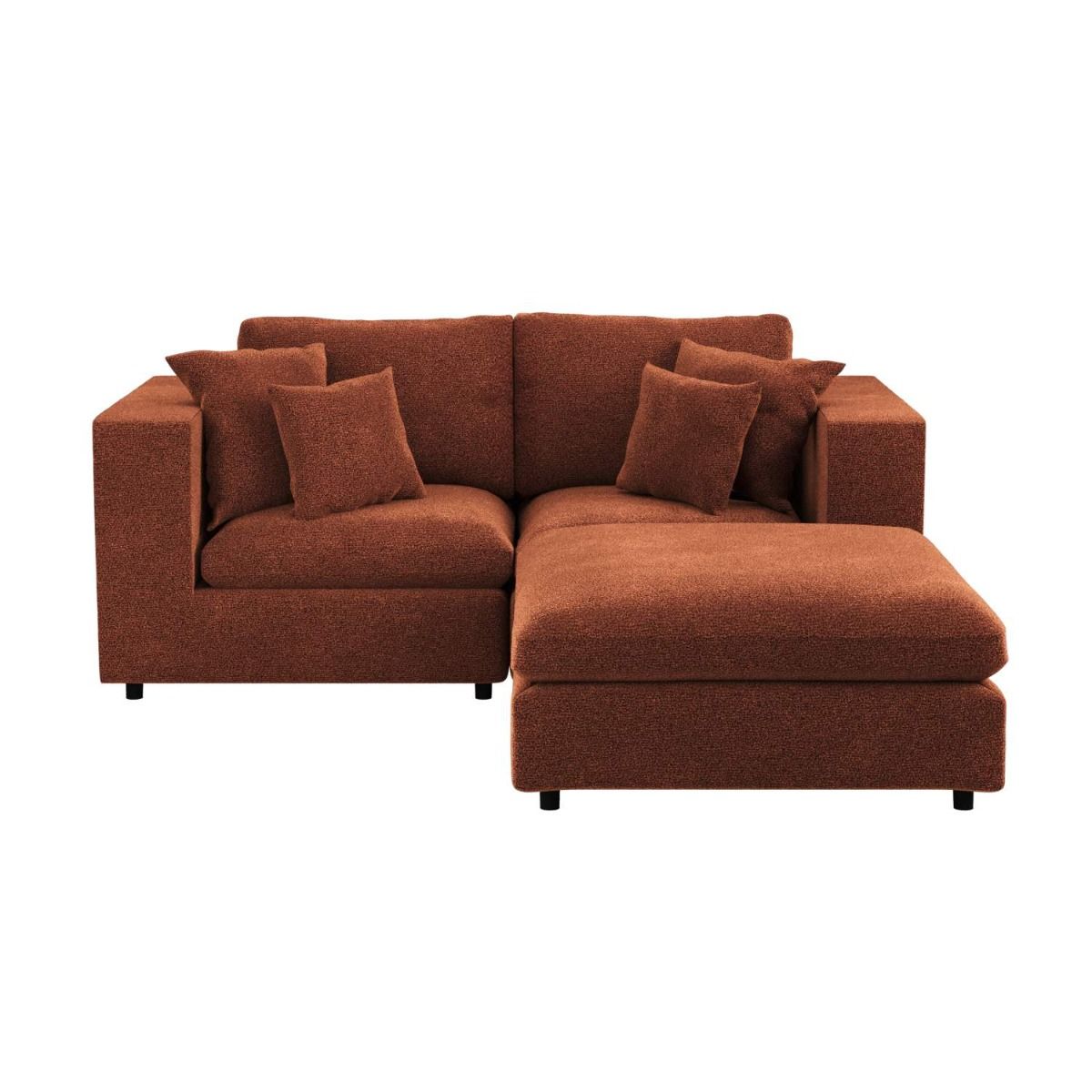 SOLACE+CO Asher 3 Seater Sofa with Reversible Footstool Burnt Orange Chenille