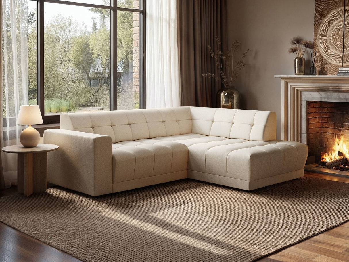 SOLACE+CO Asta 3-Seater Right Corner Sofa Cream Fabric