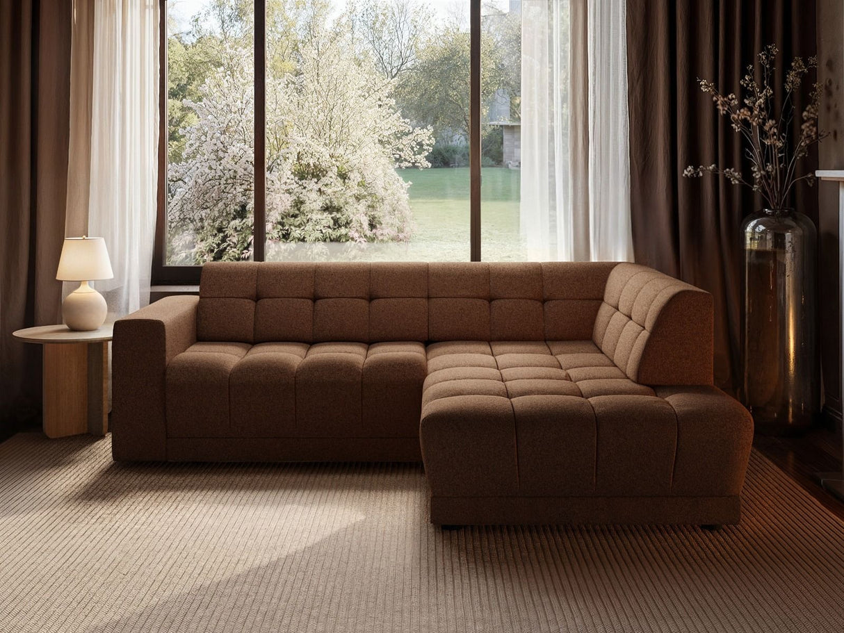 SOLACE+CO Asta 3-Seater Right Corner Sofa Brown Fabric