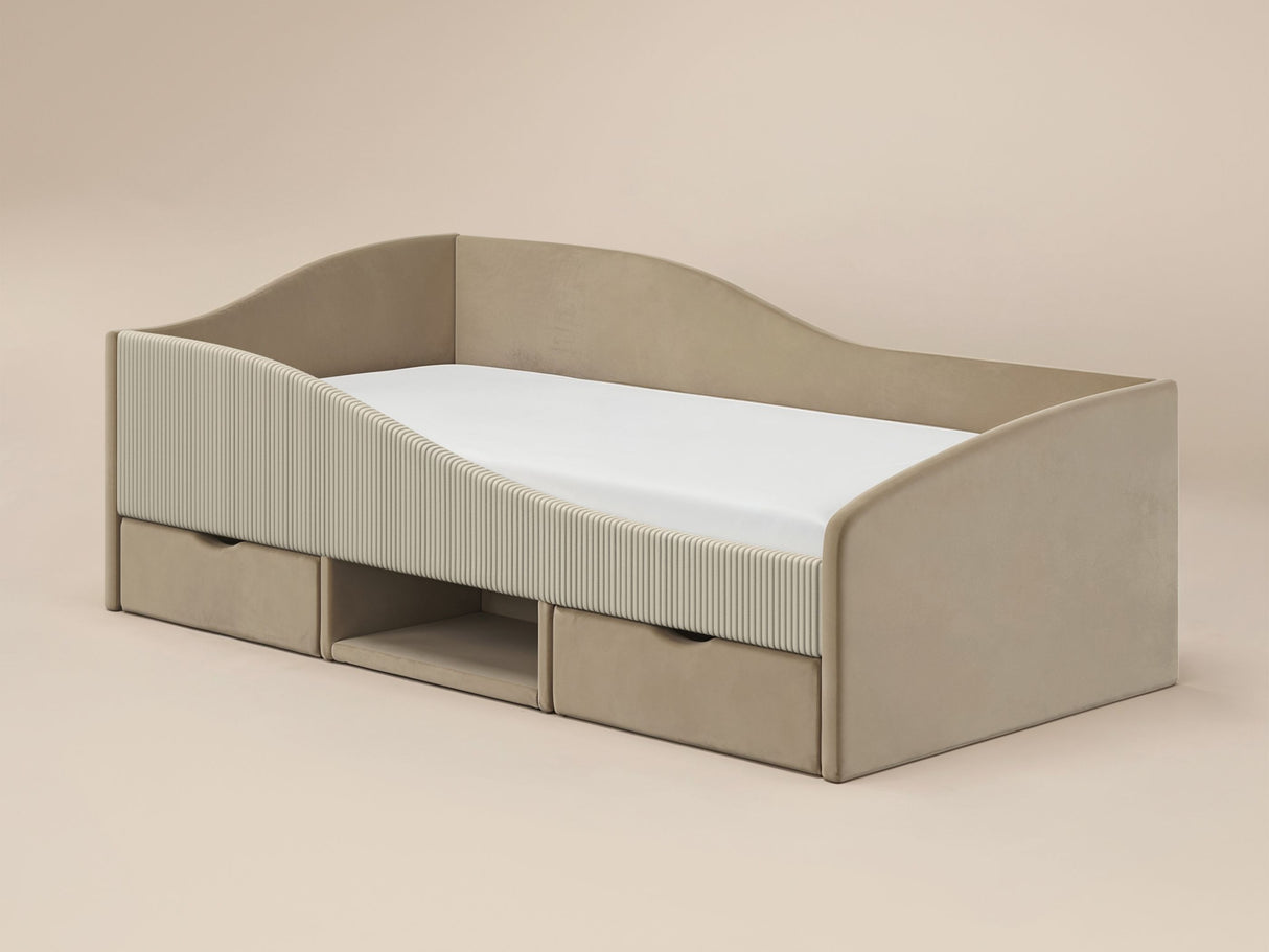 Flair Aubrey Low Sleeper Bed Beige Velvet & Beige Cord