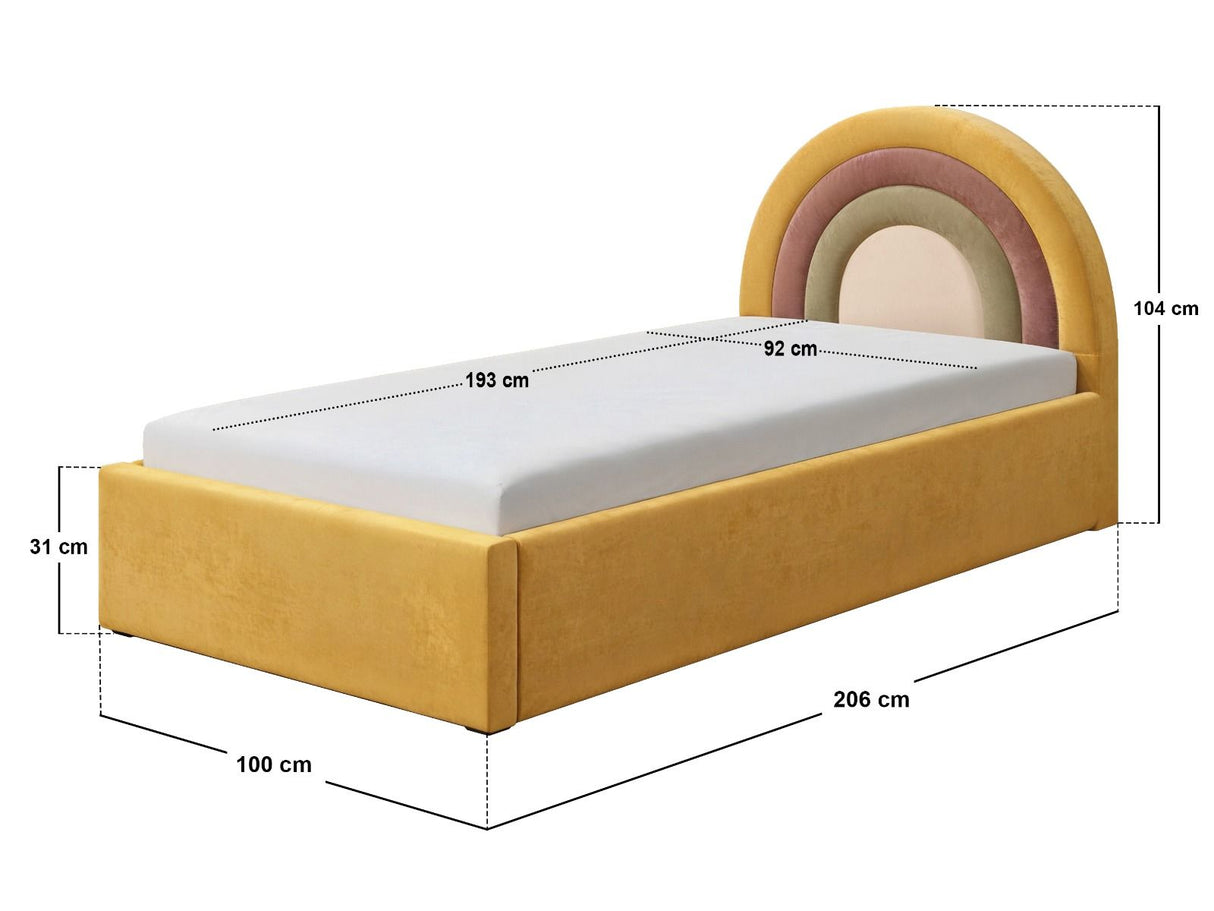 Flair Ava Single Velvet Ottoman Bed Mustard
