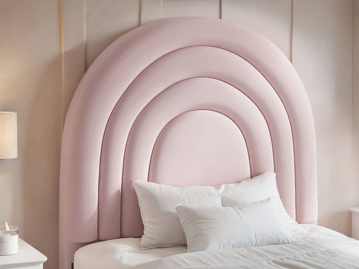 Flair Ava Single Ottoman Bed Pink Velvet