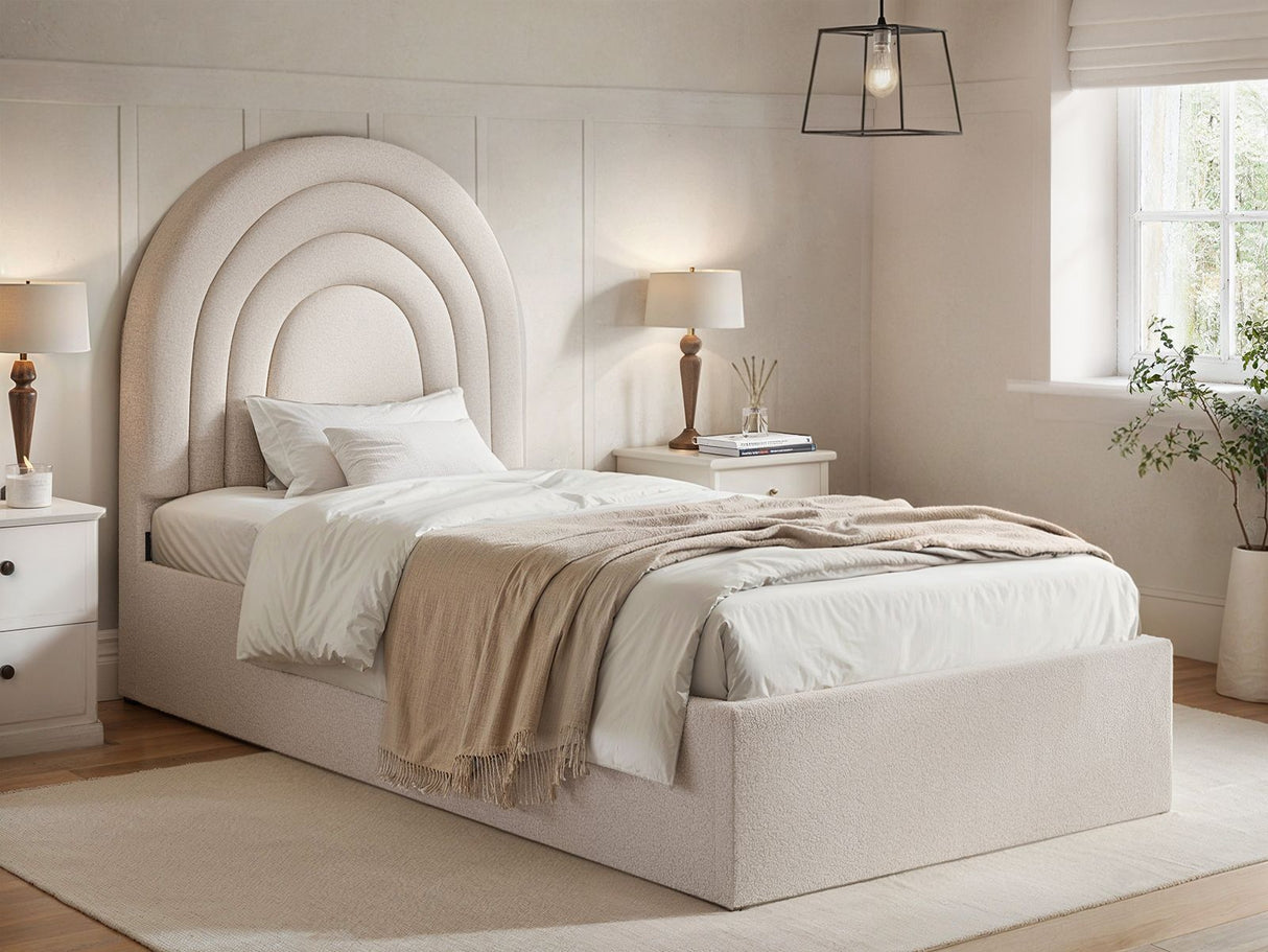 Flair Ava Single Ottoman Bed Cream Boucle
