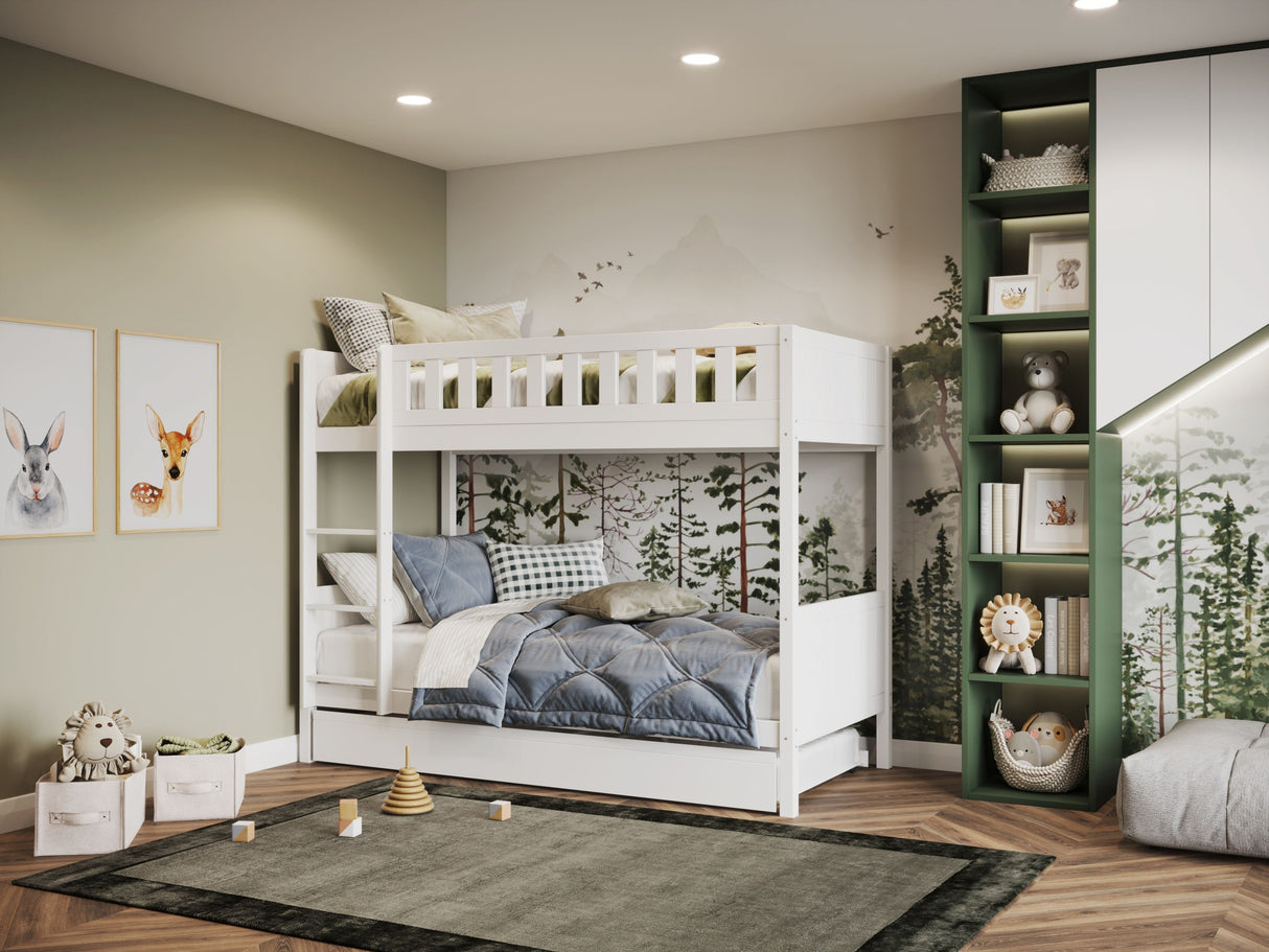Flair Bea Wooden Bunk Bed with Trundle White