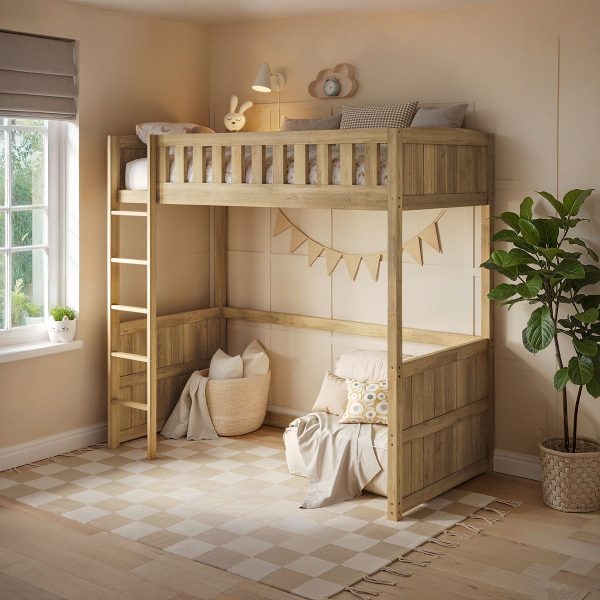 Flair Bea Wooden High Sleeper-Oak