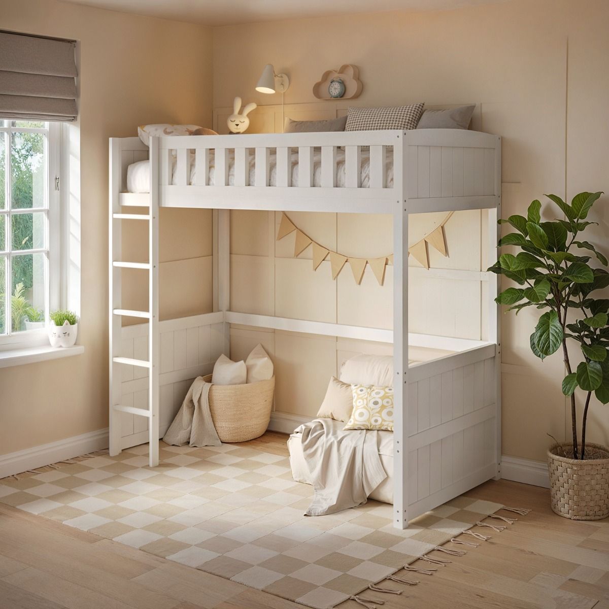 Flair Bea Wooden High Sleeper-White