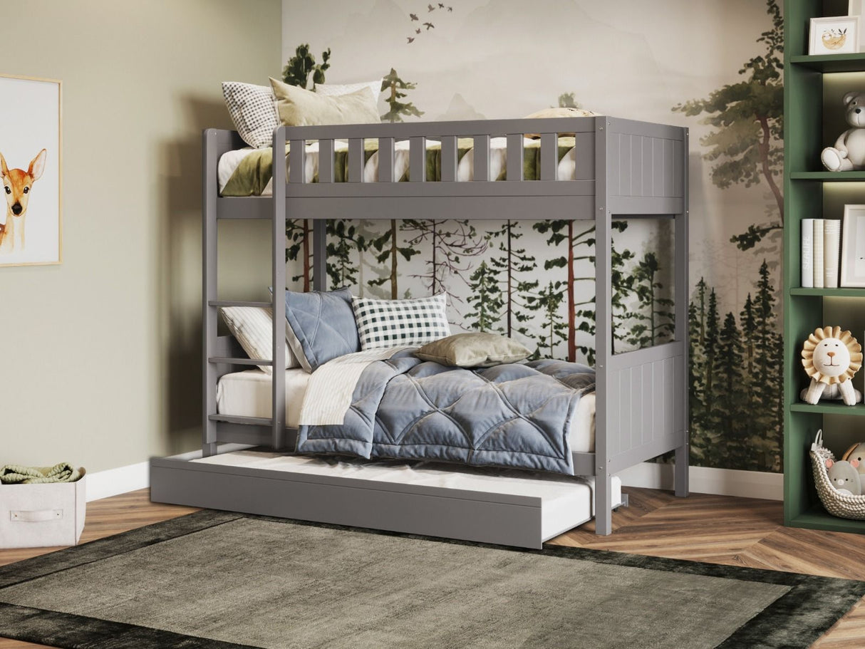 Flair Bea Shorty Wooden Bunk Bed with Trundle-Grey