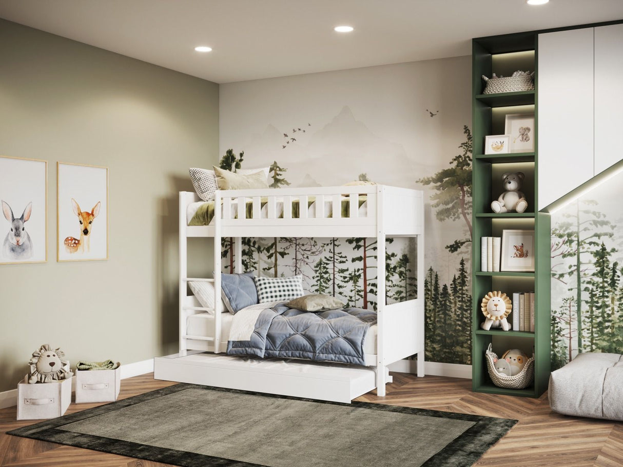 Flair Bea Shorty Wooden Bunk Bed with Trundle-White