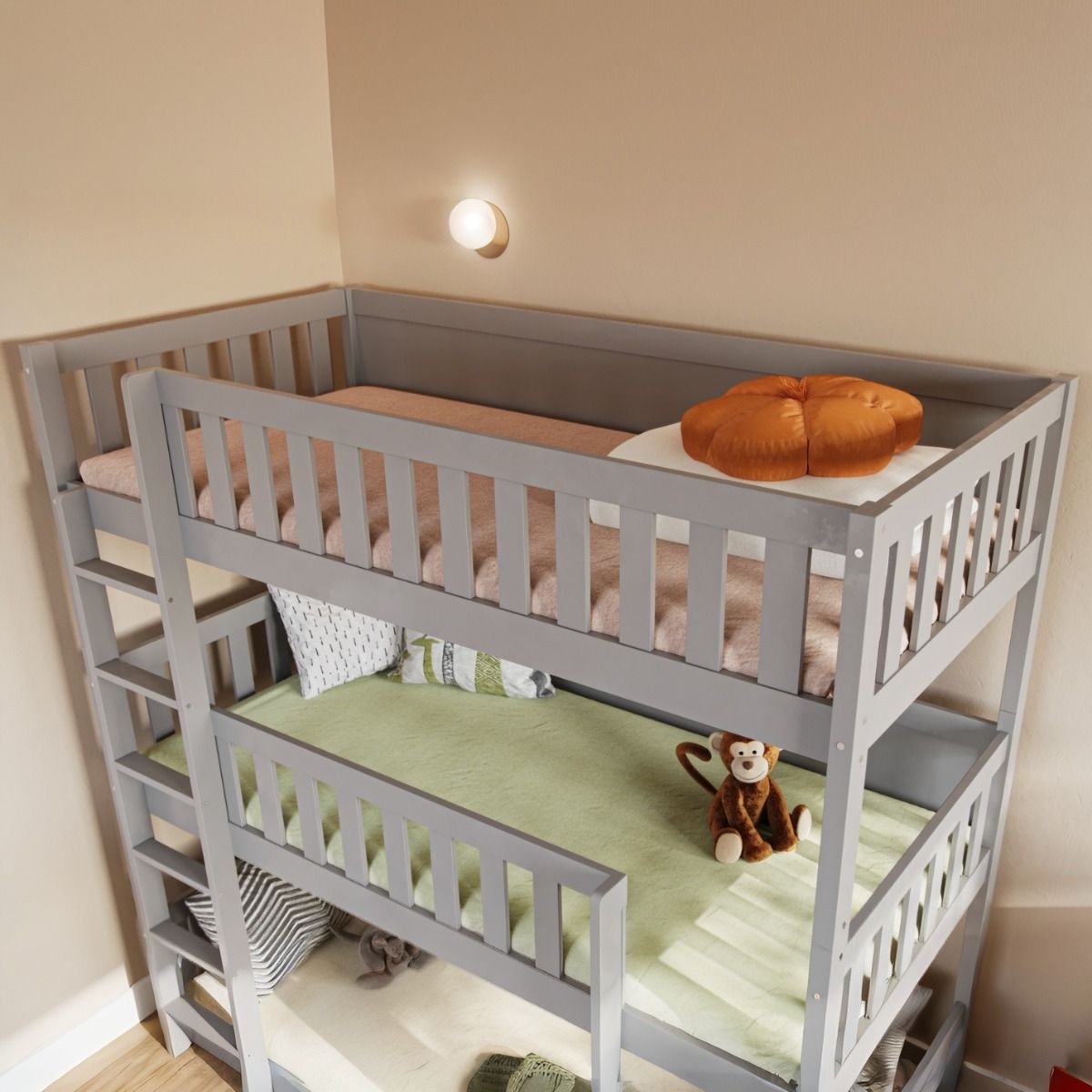 Flair Bea Triple High Wooden Bunk Bed Grey