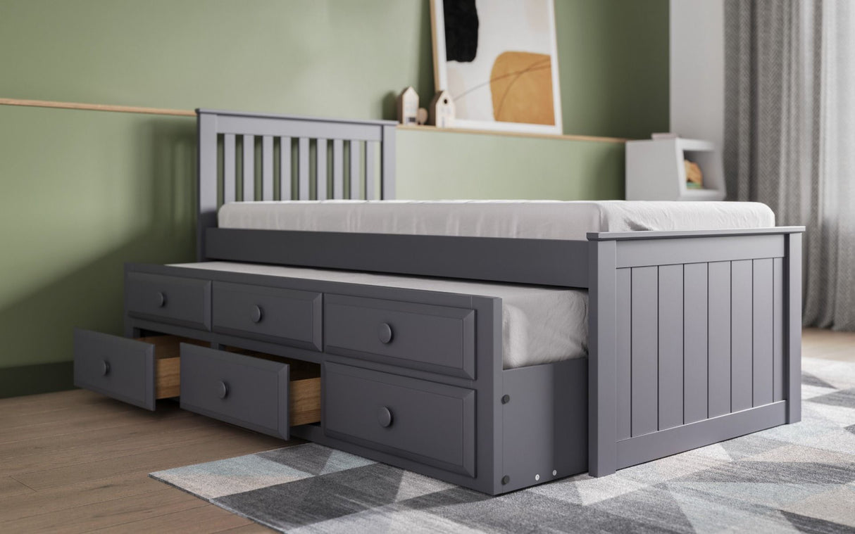 Flair Montana Captain's Bed with Drawers & Trundle Grey
