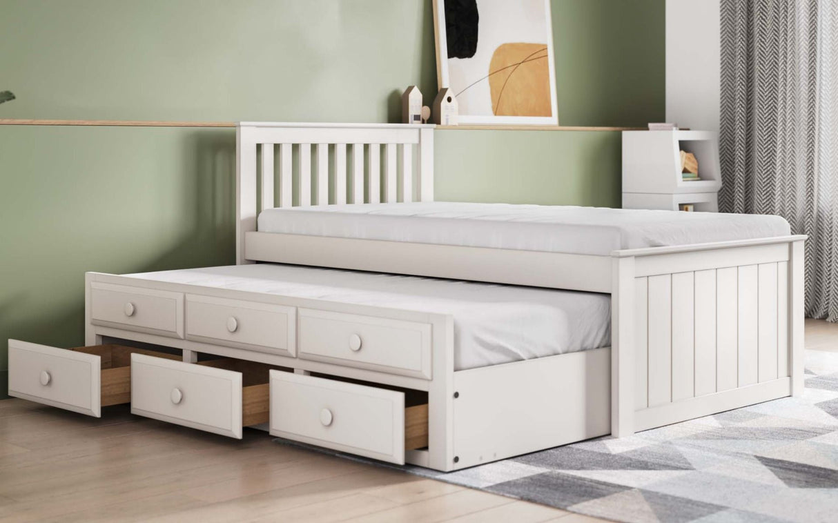 Flair Montana Captain's Bed with Drawers & Trundle White