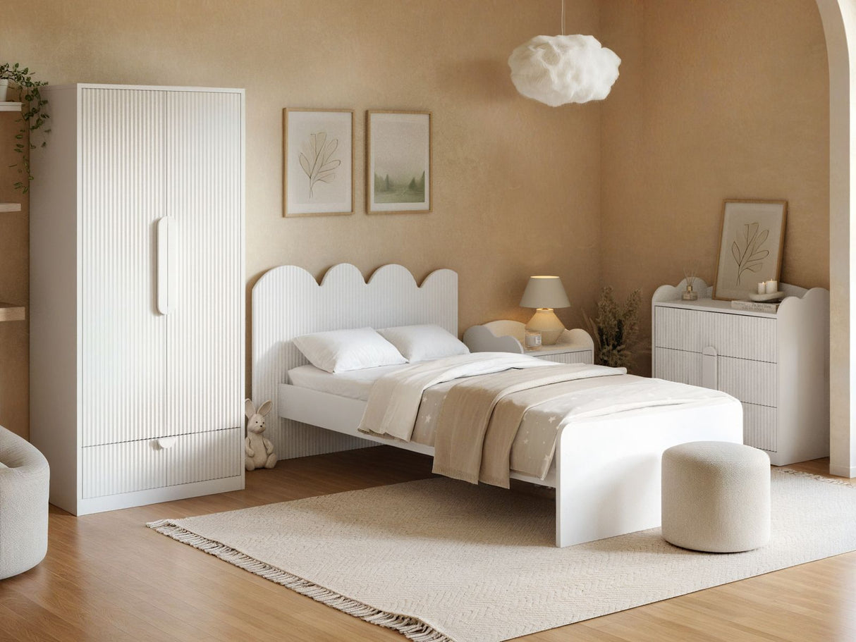 Flair Calista Ribbed Chest of 3 Drawers White