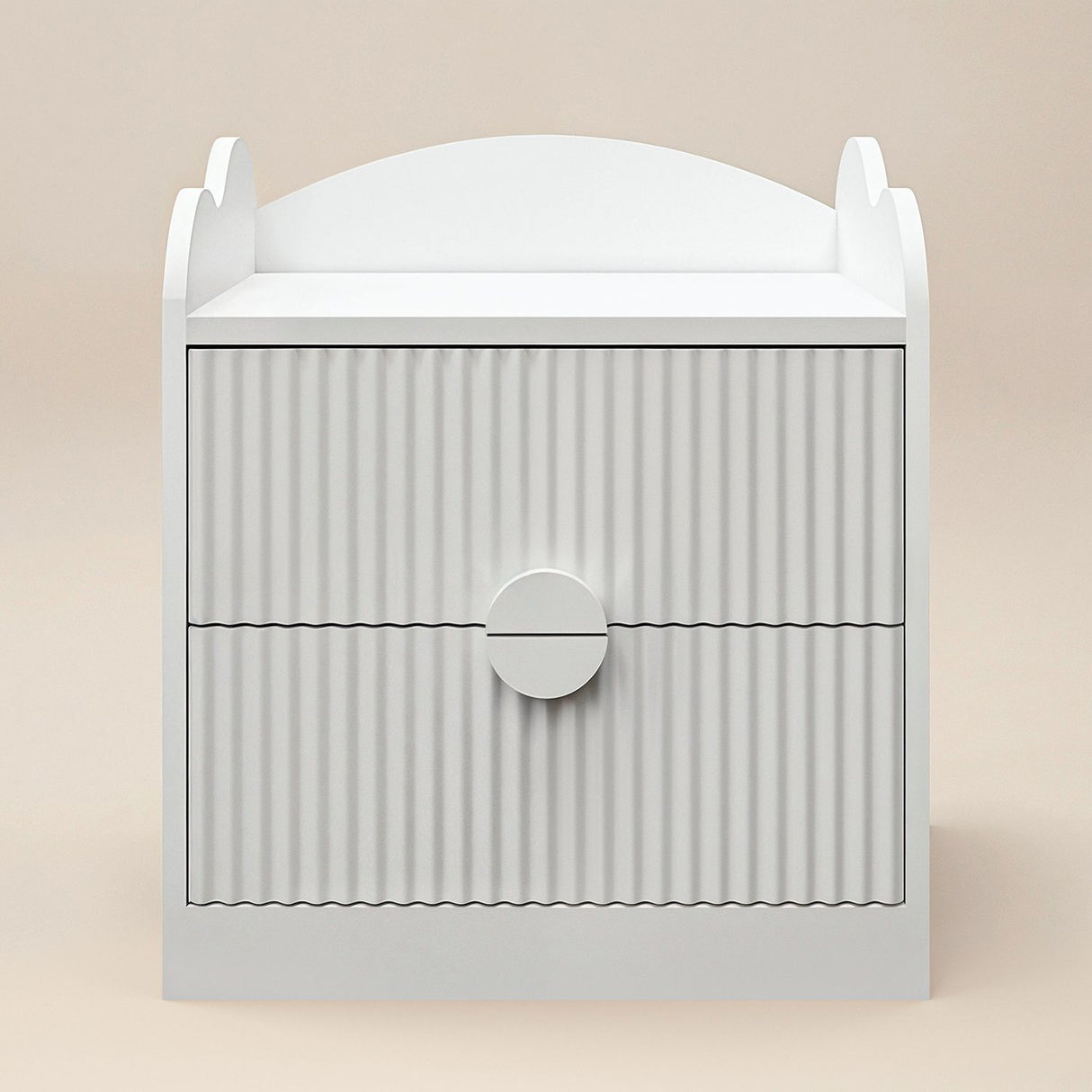Flair Calista 2 Drawer Cloud Detail Ribbed Bedside Table White