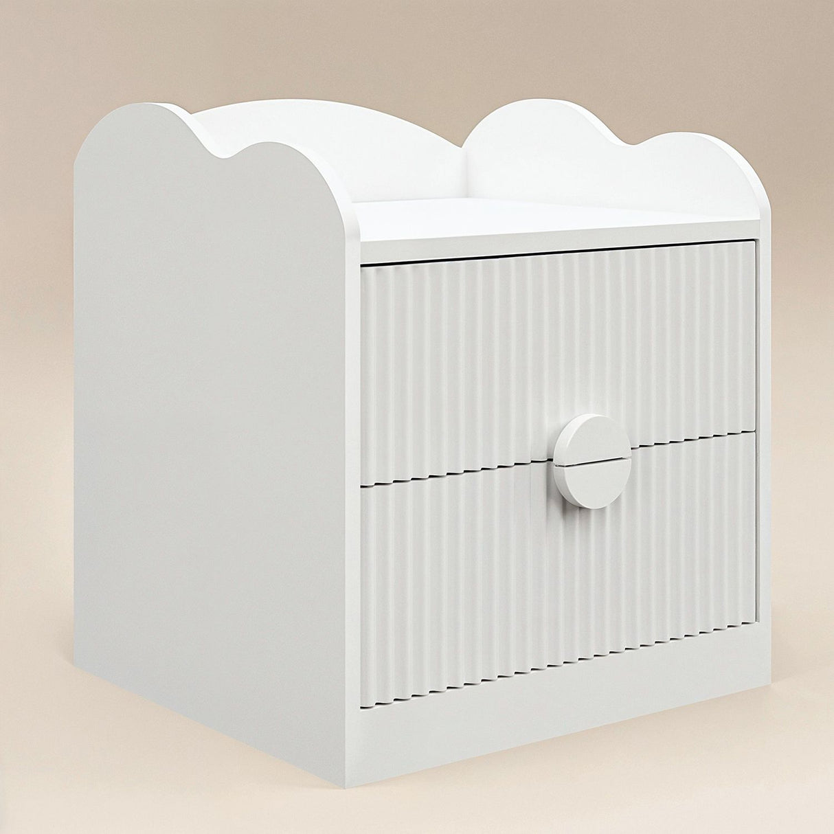 Flair Calista 2 Drawer Cloud Detail Ribbed Bedside Table White