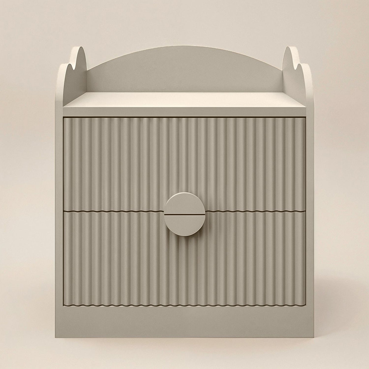 Flair Calista 2 Drawer Cloud Detail Ribbed Bedside Table Taupe