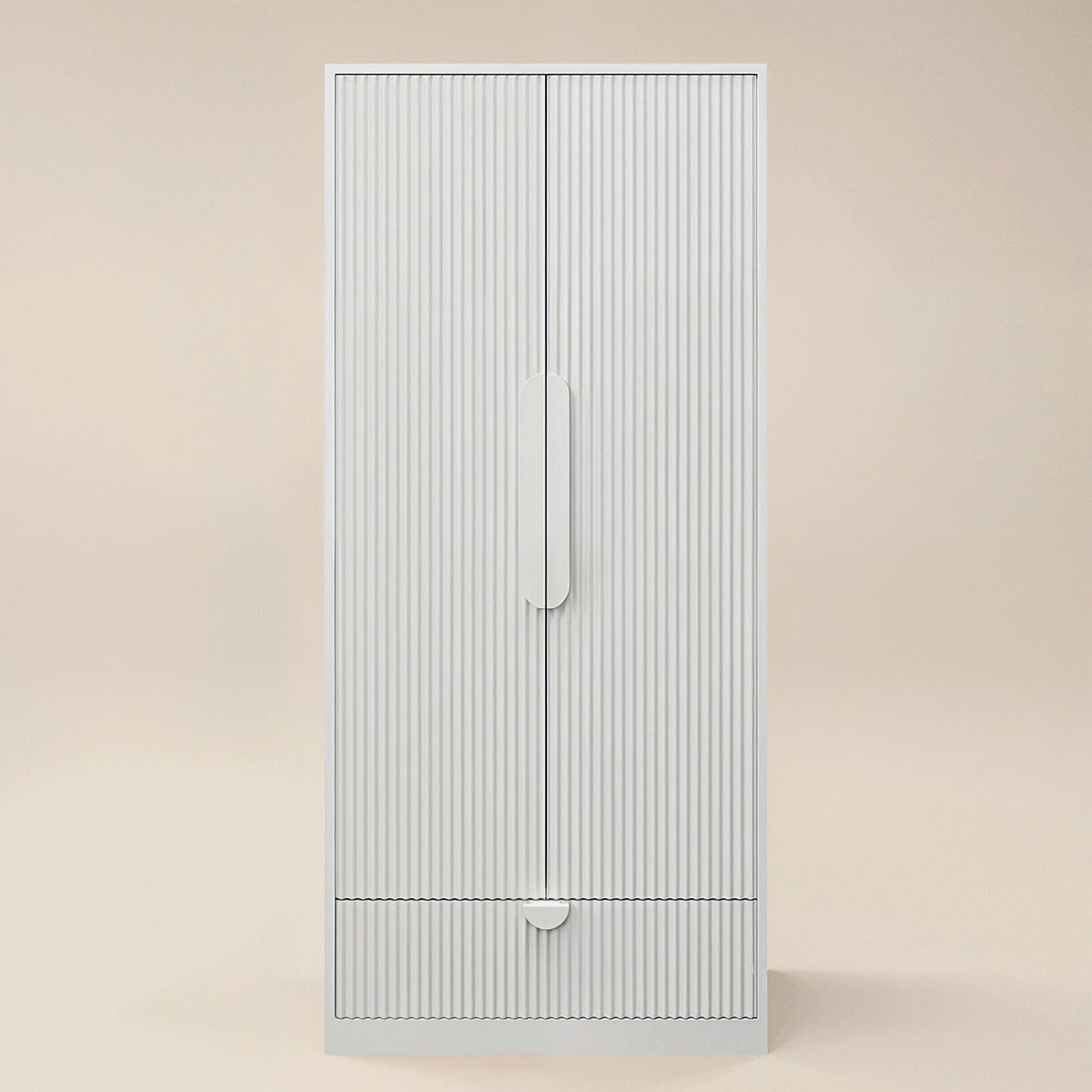 Flair Calista Ribbed Wardrobe 2 Doors with Drawer White