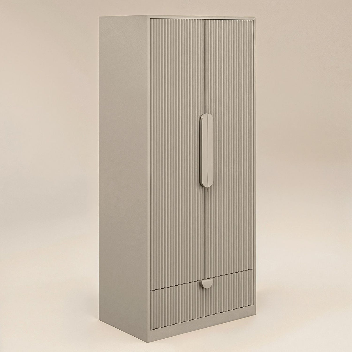 Flair Calista Ribbed Wardrobe 2 Doors with Drawer Taupe