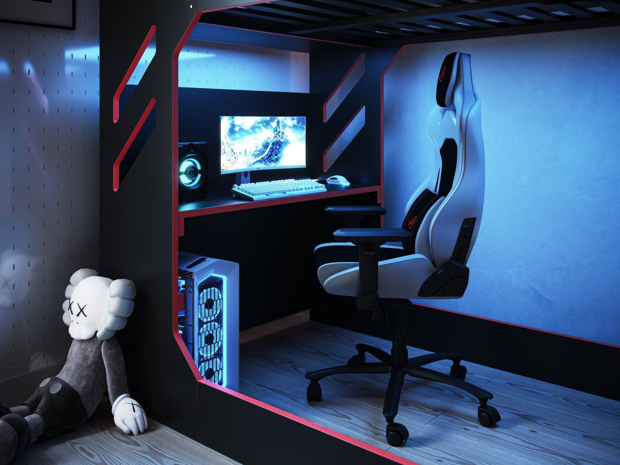 Recoil Shuttle Small Double LED Gaming High Sleeper Black & Red