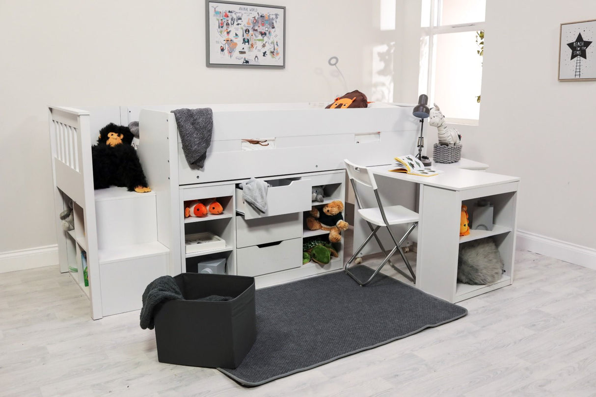 Flair Charlie Staircase Mid Sleeper Storage Set White