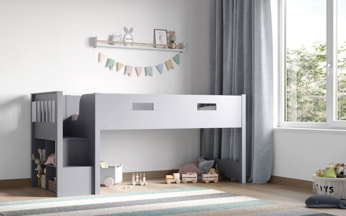 Flair Charlie Staircase Mid Sleeper Bed Grey