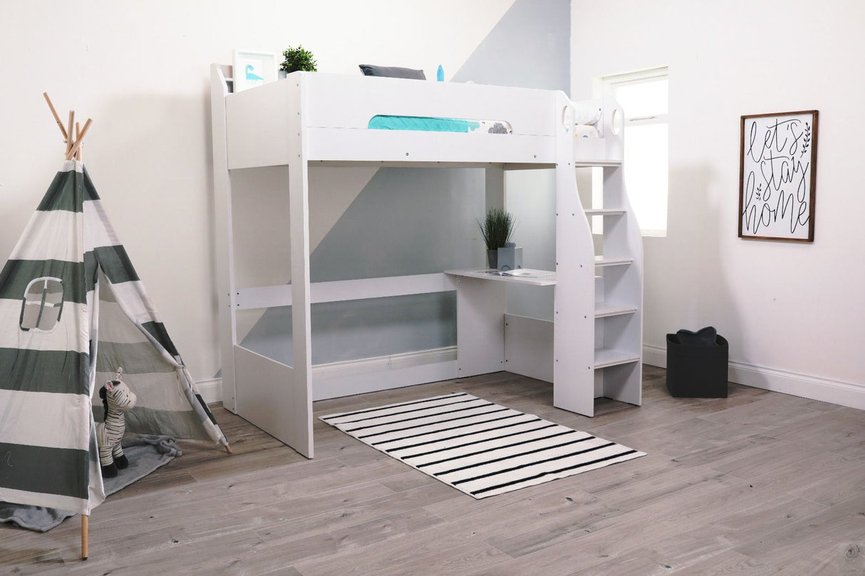 Flair Cosmic High Sleeper with Desk White